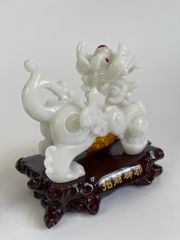 Cặp tượng tỳ hưu phong thủy Trắng bụng trứng vàng tài lộc - Cao 17cm có hướng dẫn khai quang