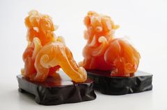 Cặp tượng Tỳ Hưu phong thủy chiêu tài lộc, trấn trạch - Cặp tỳ hưu cam 10cm