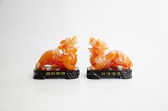 Cặp tượng Tỳ Hưu phong thủy chiêu tài lộc, trấn trạch - Cặp tỳ hưu cam 10cm