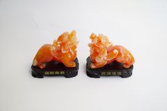 Cặp tượng Tỳ Hưu phong thủy chiêu tài lộc, trấn trạch - Cặp tỳ hưu cam 10cm
