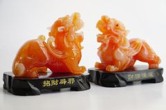 Cặp tượng Tỳ Hưu phong thủy chiêu tài lộc, trấn trạch - Cặp tỳ hưu cam 10cm