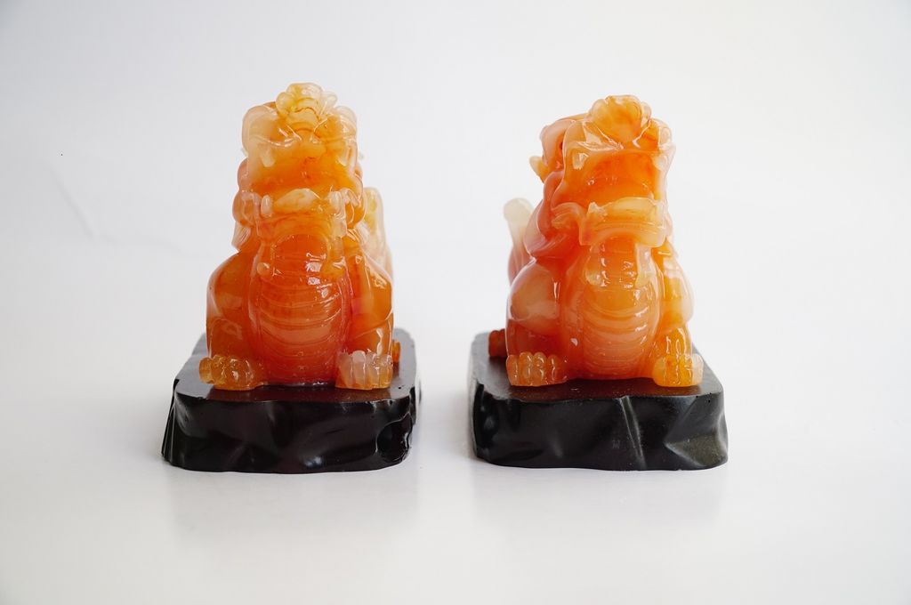 Cặp tượng Tỳ Hưu phong thủy chiêu tài lộc, trấn trạch - Cặp tỳ hưu cam 10cm