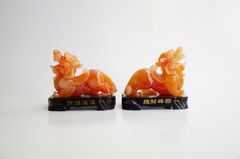 Cặp tượng Tỳ Hưu phong thủy chiêu tài lộc, trấn trạch - Cặp tỳ hưu cam 10cm