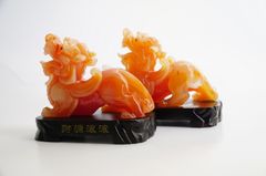 Cặp tượng Tỳ Hưu phong thủy chiêu tài lộc, trấn trạch - Cặp tỳ hưu cam 10cm