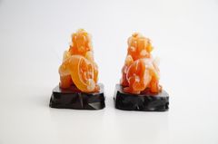 Cặp tượng Tỳ Hưu phong thủy chiêu tài lộc, trấn trạch - Cặp tỳ hưu cam 10cm