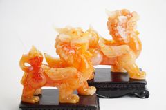 Cặp tượng Tỳ Hưu đỏ phong thủy phát tài chiêu nạp lộc - Cao 15cm