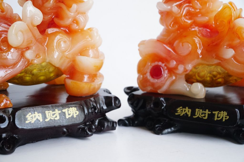 Tượng tỳ hưu phong thủy bụng trứng vàng tài lộc trấn trạch - Cam 17cm