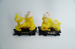 Cặp tượng Tỳ Hưu vàng gia tăng vượng khí bụng trứng vàng - Cao 17cm