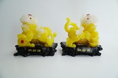 Cặp tượng Tỳ Hưu vàng gia tăng vượng khí bụng trứng vàng - Cao 17cm