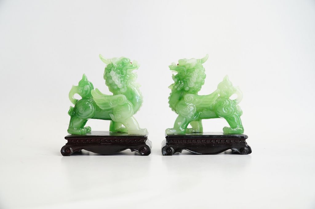 Cặp tượng Tỳ Hưu xanh phong thủy trấn trạch, chiêu tài lộc may mắn - Cao 15cm