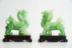 Cặp tượng Tỳ Hưu xanh phong thủy trấn trạch, chiêu tài lộc may mắn - Cao 15cm