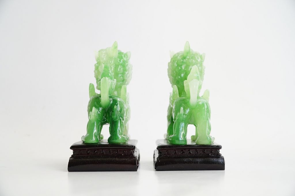 Cặp tượng Tỳ Hưu xanh phong thủy trấn trạch, chiêu tài lộc may mắn - Cao 15cm