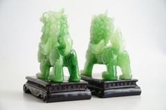 Cặp tượng Tỳ Hưu xanh phong thủy trấn trạch, chiêu tài lộc may mắn - Cao 15cm