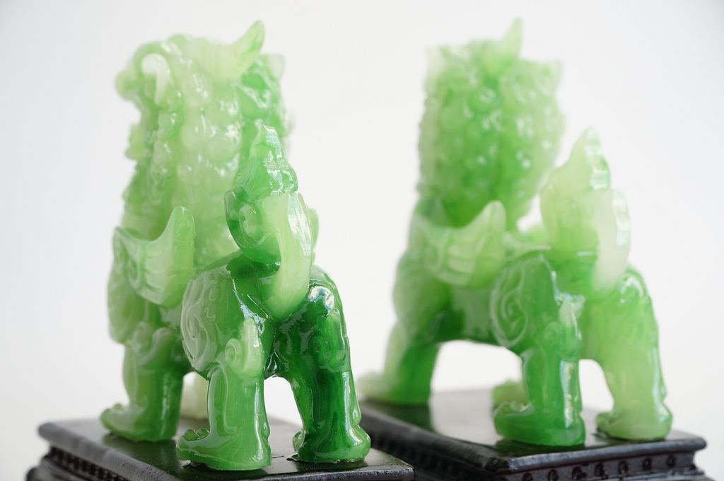 Cặp tượng Tỳ Hưu xanh phong thủy trấn trạch, chiêu tài lộc may mắn - Cao 15cm