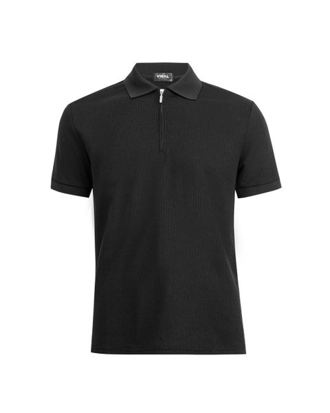  Black Zipped Polo 