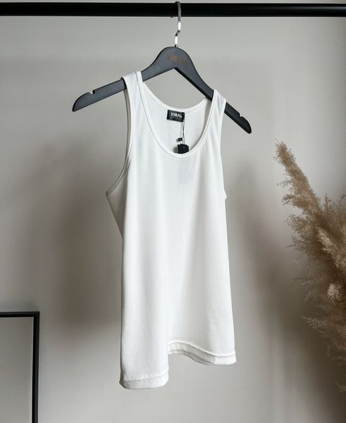  White Stripe Cotton Tank Top 