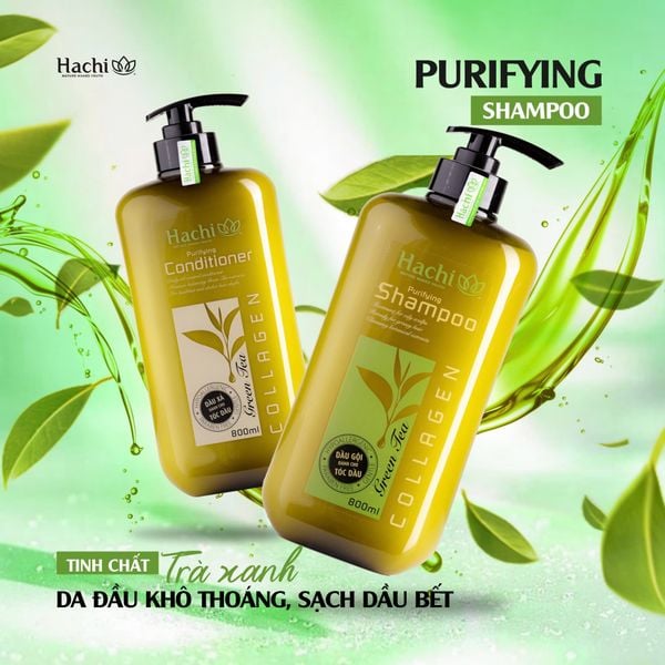 Combo dầu gội xả TRÀ XANH - dành cho tóc dầu - HACHI VIETNAM ®