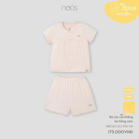 Bộ cộc cài thẳng kẻ hồng cam Nous Doux