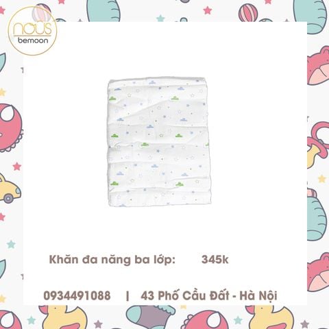 Khăn xô 3 lớp mây trăng xanh