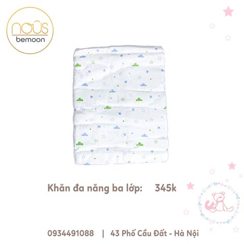 Khăn xô 3 lớp mây trăng xanh