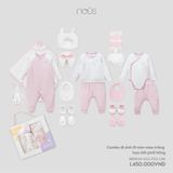 Combo đi sinh 19 món màu trắng họa tiết phối hồng NB Nous
