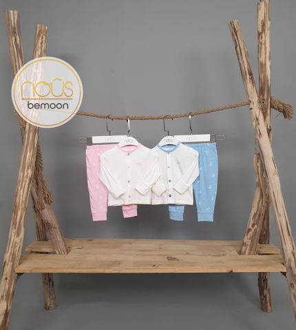 Bộ cài thẳng newborn hồng trắng aw21