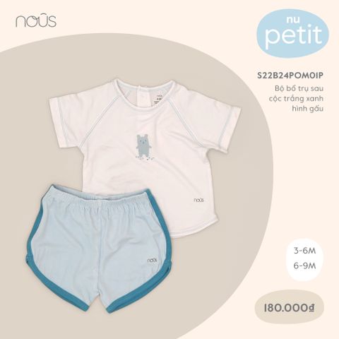 Bộ bổ trụ sau cộc nous petit trắng xanh hình gấu