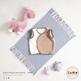 Áo gile nỉ lông cài chéo phối màu Cookie