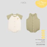 Set 2 bodysuit Nous Doux xanh phối be
