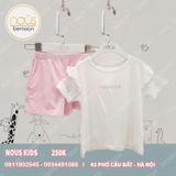 Bộ cộc bé gái Nous Kids áo trắng ,quần hồng