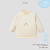 Áo cổ 3cm dài tay Nous Petit màu be in trang trí