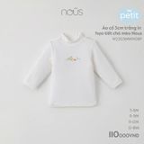 Áo cổ 3cm Nous Petit trắng in họa tiết chó mèo Nous