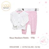 Bộ cài thẳng newborn hồng trắng aw21