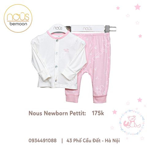 Bộ cài thẳng newborn hồng trắng aw21