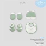 Set phụ kiện 4 món màu xanh lá phối trắng in trang trí ( sóc ) Nous NB