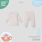 Bộ dài tay Nu petit chui đầu kẻ cam
