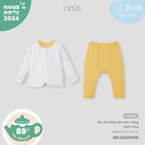 Bộ cài thẳng dài màu trắng phối vàng Newborn