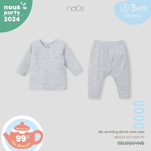 Bộ cài thẳng dài kẻ xanh xám
