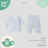 Bộ cài thẳng dài màu xanh nhạt phối trắng NB