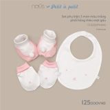 Set phụ kiện 3 món trắng phối thêu mặt gấu Nous