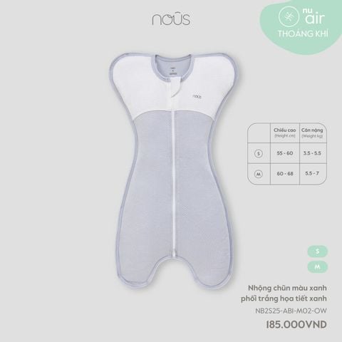 Nhộng chũn màu xanh phối trắng họa tiết xanh Nous Air ( S/M )