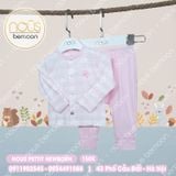 Bộ cài thẳng Nous pettit newborn kẻ hồng trắng (chim hồng)