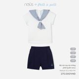 Bộ cộc tay áo trắng phối quần navy Nous Kid