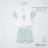 Bộ cộc tay Nous Premium áo trắng phối quần xanh