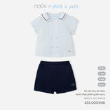 Bộ cộc tay áo màu xanh nhạt phối quần navy Nous Petit à petit
