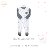 Nous body newborn trắng ghi có hoạ tiết