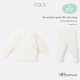Bộ cài lệch Nous Air quần liền tất trắng NB
