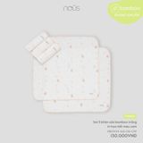 Set 5 khăn sữa Bamboo trắng in hoạ tiết màu cam Nous ( đầu thỏ )