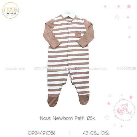 Body newborn kẻ trắng be NB