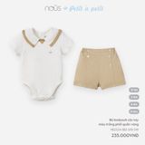 Bộ bodysuit cộc tay màu trắng phối quần vàng Nous Petit à petit